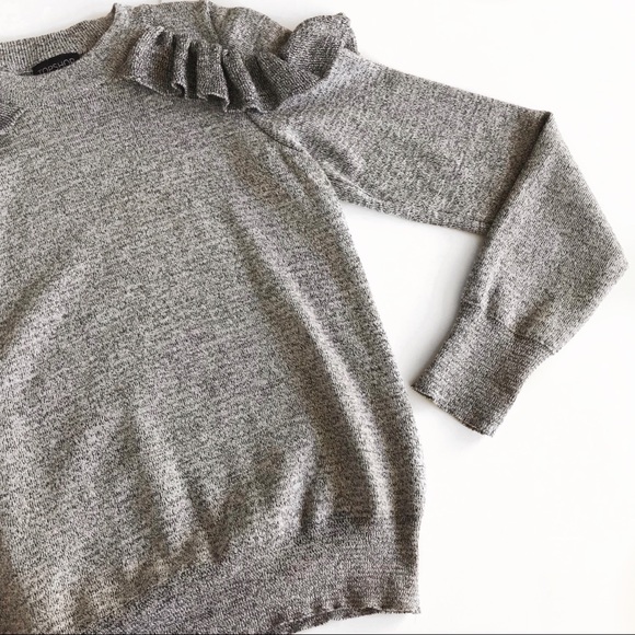 Topshop Gray Ruffle Shoulder Sweater - Picture 8 of 8